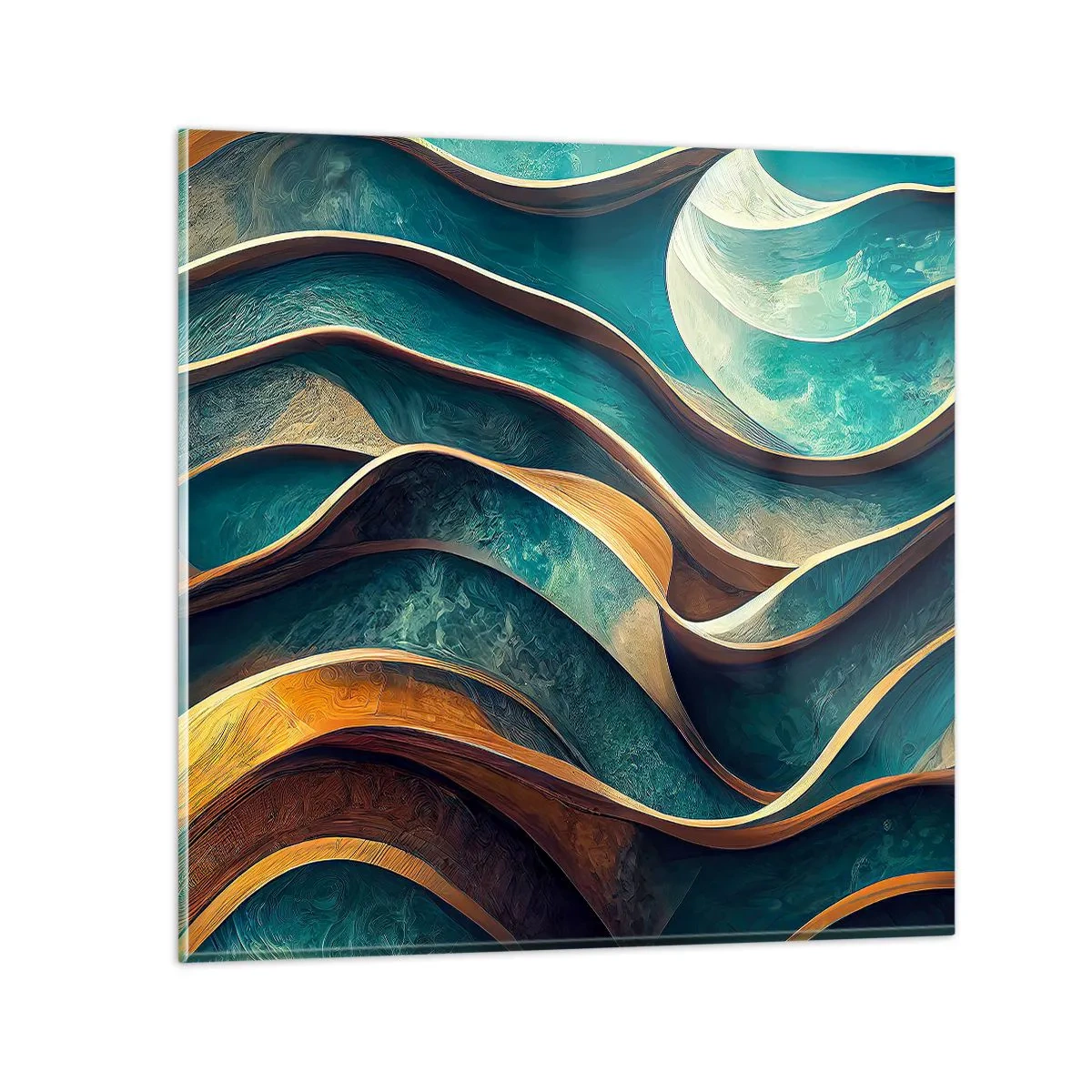 Cuadro sobre vidrio - Impresiones sobre Vidrio - Meandros de azul - 50x50 cm