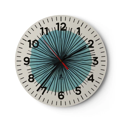 Reloj de pared - Reloj de vidrio - Radiante en azul - 30x30 cm