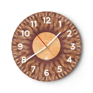 Reloj de pared - Reloj de vidrio - Icono del sol - 30x30 cm