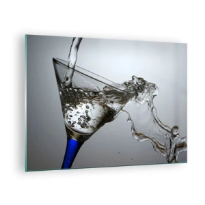 Cuadro sobre vidrio - Impresiones sobre Vidrio - Agua salpicando en una copa de martini - 70x50cm - Agua cristalina en vaso de vidrio - Decoración de pared moderna para salón y dormitorio ARTTOR