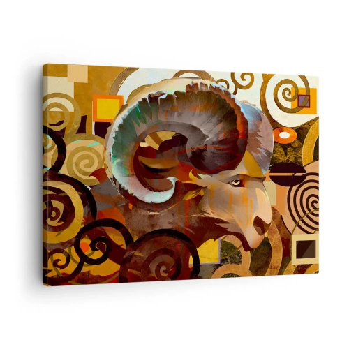 Cuadro sobre lienzo - Impresión de Imagen - Un carnero simbólico en una composición abstracta. - 70x50cm - Magia - religiones - rituales - Decoración de pared moderna para salón y dormitorio ARTTOR