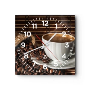 Reloj de pared - Reloj de vidrio - La negrura del carbón, la transparencia del ámbar - 40x40 cm