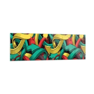 Cuadro sobre vidrio - Impresiones sobre Vidrio - Flechas abstractas en colores vibrantes que crean caos. - 160x50cm - ¿Qué camino tomar? - Decoración de pared moderna para salón y dormitorio ARTTOR