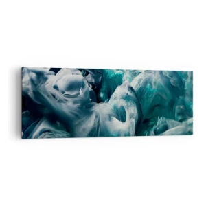 Cuadro sobre lienzo - Impresión de Imagen - Ondas abstractas dinámicas en tonos azules y blancos. - 140x50cm - Un movimiento de color - Decoración de pared moderna para salón y dormitorio ARTTOR