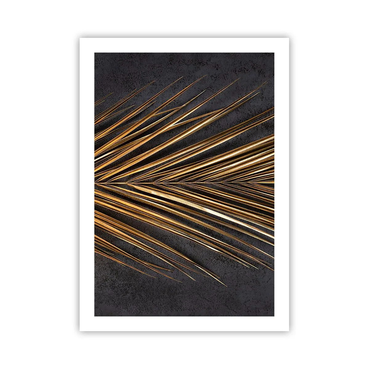 Póster - Hojas doradas sobre un fondo oscuro. - 50x70cm - El oro de los trópicos - Decoración de pared moderna para salón y dormitorio ARTTOR