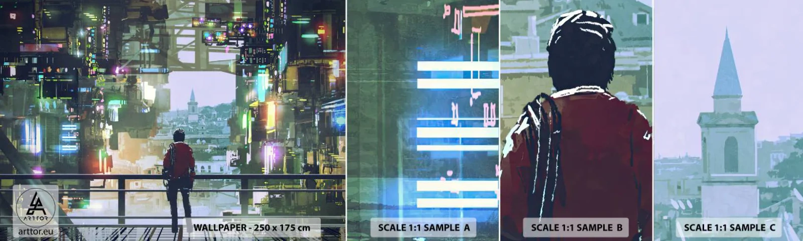 Muestra de fotomural autoadhesivo Deluxe Sticker - Dos mundos - Ciudad, Arquitectura, Abstracción - 100x30 cm