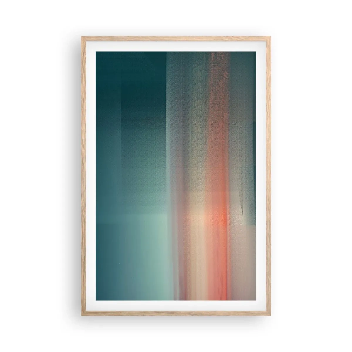 Póster en marco roble claro - Abstracción: ondas de luz - 61x91 cm