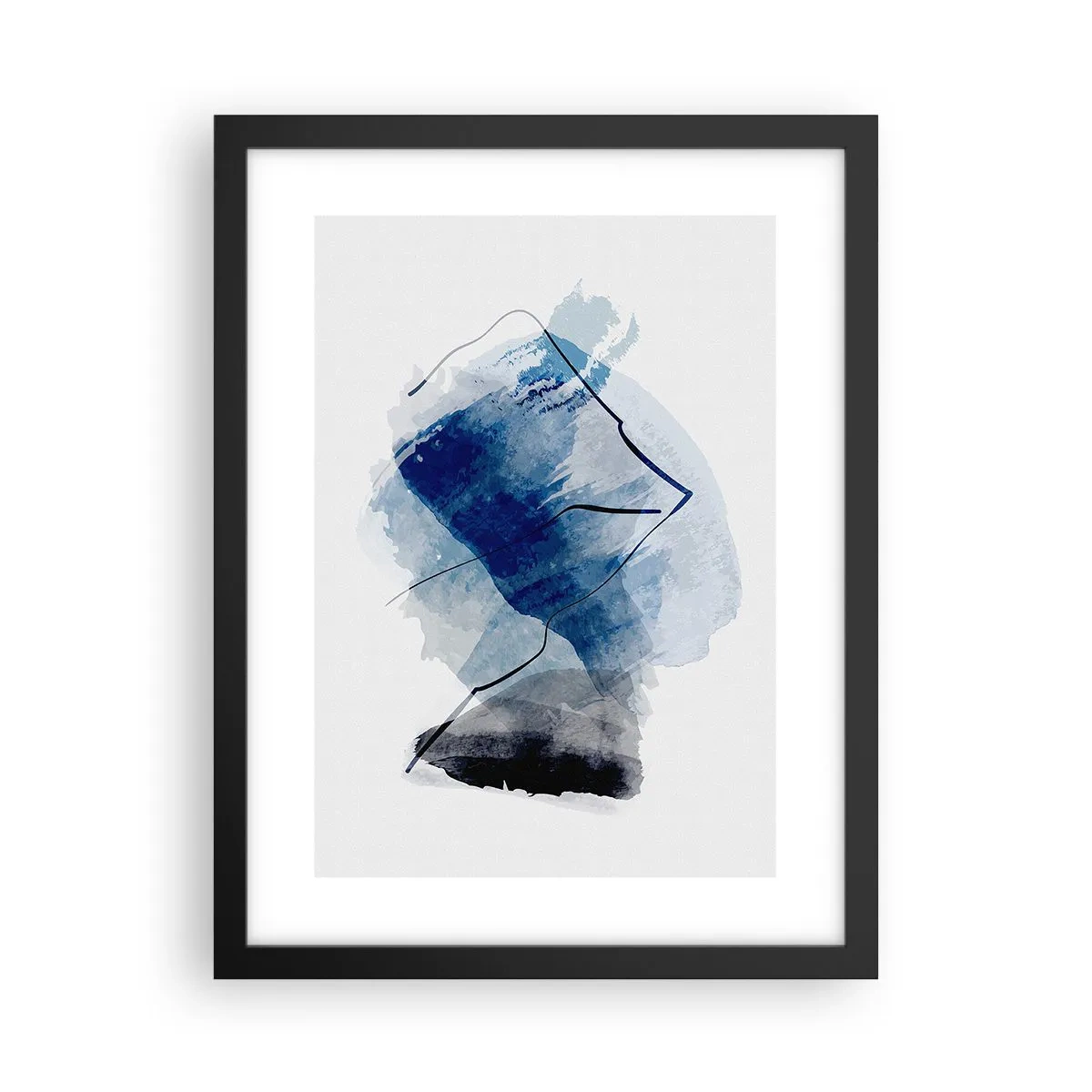 Póster en marco negro - Montaña helada - 30x40 cm