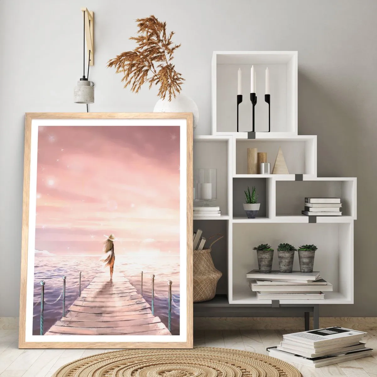 Póster en marco roble claro - A la luz de un sueño - 50x70 cm