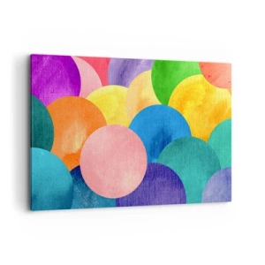 Cuadro sobre lienzo - Impresión de Imagen - Círculos coloridos en estilo acuarela - 120x80cm - La plenitud original de la vida - Decoración de pared moderna para salón y dormitorio ARTTOR