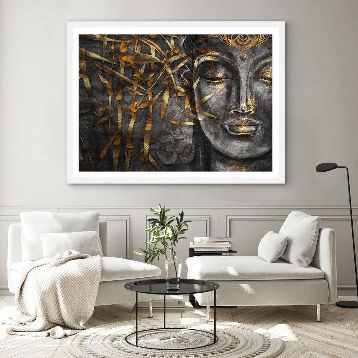 Póster en marco blanco - Siente la paz - 100x70 cm