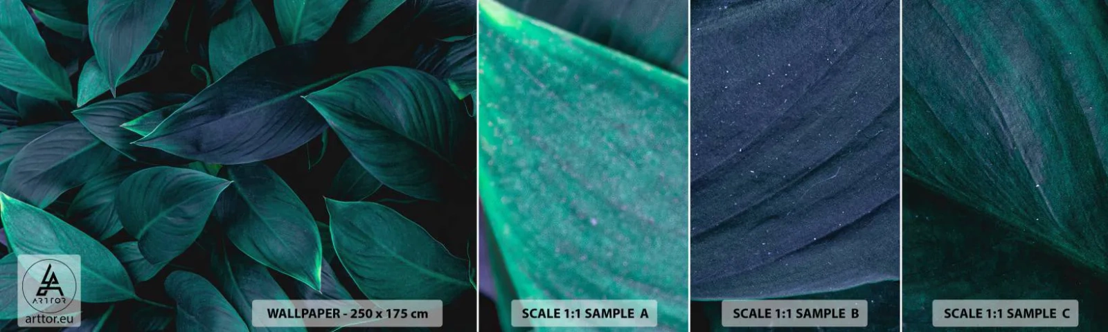 Muestra de fotomural autoadhesivo Deluxe Sticker - El propio verde - Hojas, Naturaleza, Botánica - 100x30 cm