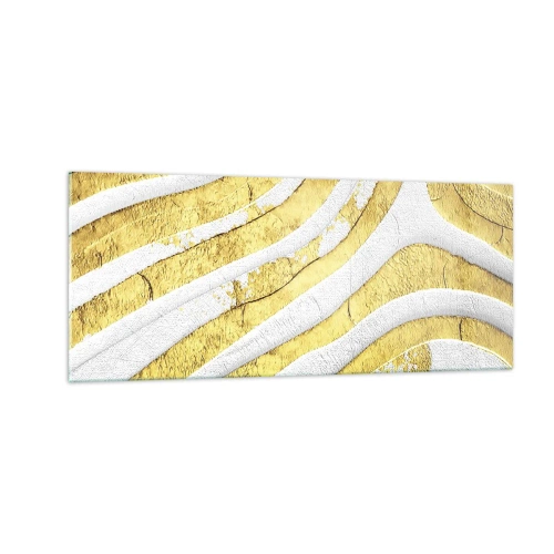 Cuadro sobre vidrio - Impresiones sobre Vidrio - Una composición en blanco y oro - 100x40 cm