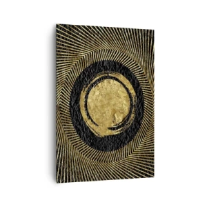 Cuadro sobre lienzo - Impresión de Imagen - Composición geométrica en negro y dorado con rayos. - 70x100cm - Composición glamour - Decoración de pared moderna para salón y dormitorio ARTTOR