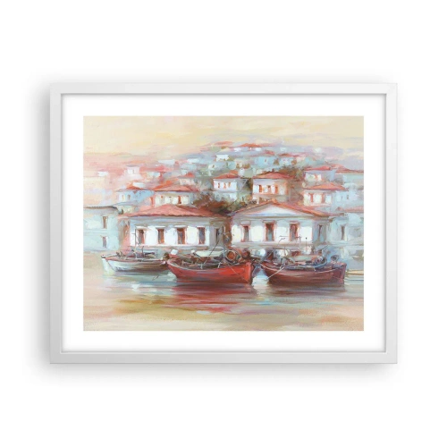 Póster en marco blanco - Ciudad feliz - 50x40 cm