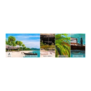 Muestra de fotomural autoadhesivo Deluxe Sticker - Un sueño exótico - Playa, Exotismo, palmeras - 100x30 cm