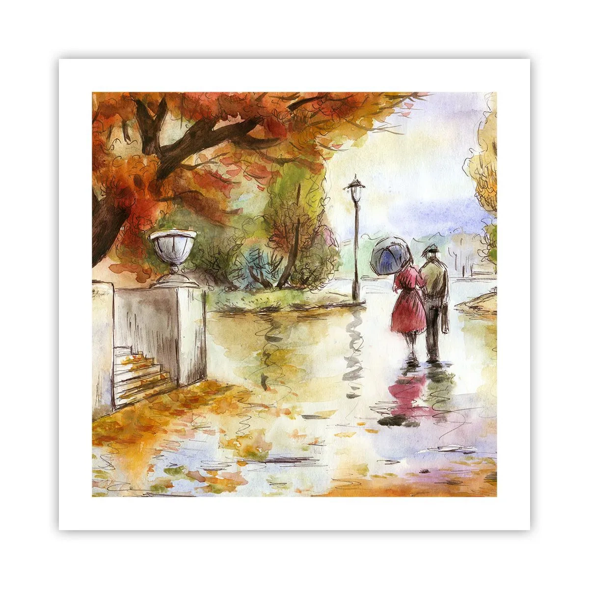 Póster - Un otoño romántico en el parque - 50x50 cm