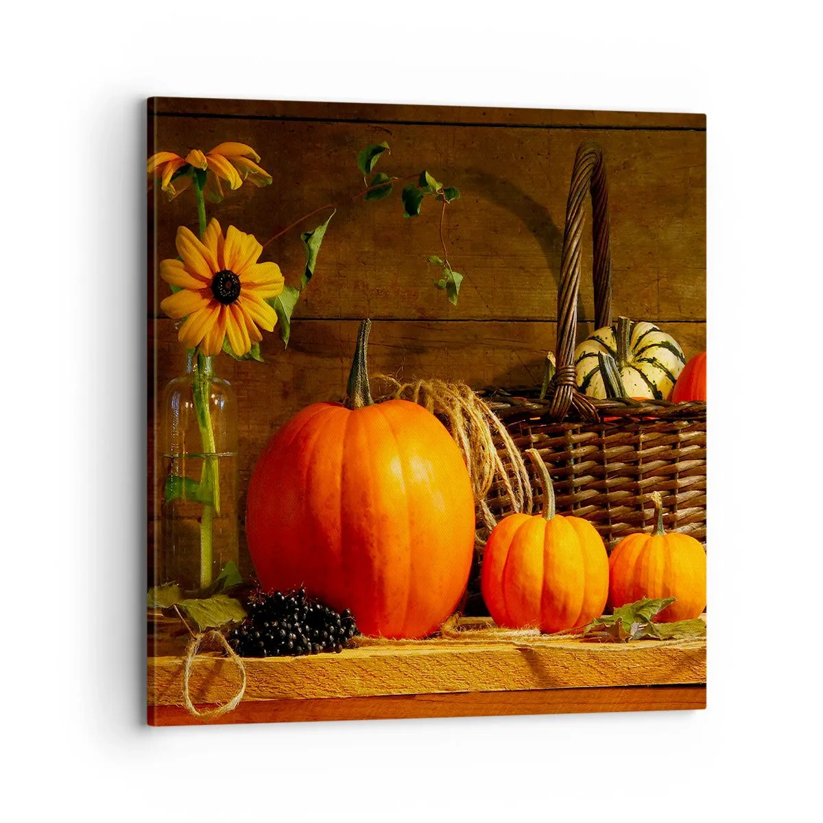 Cuadro sobre lienzo - Impresión de Imagen - Composición rústica - regalos de otoño - 70x70 cm