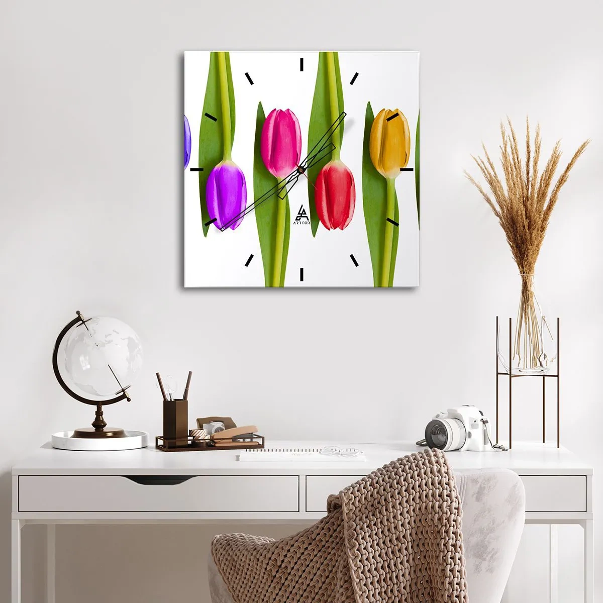 Reloj de pared - Reloj de vidrio - Composición del arco iris - 40x40 cm