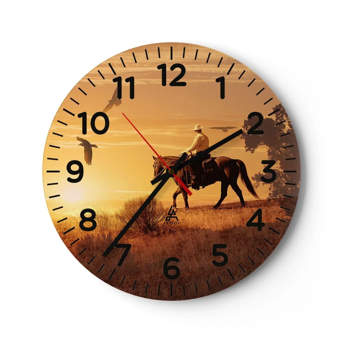 Reloj de pared - Reloj de vidrio - Solo a través de la pradera - 40x40 cm