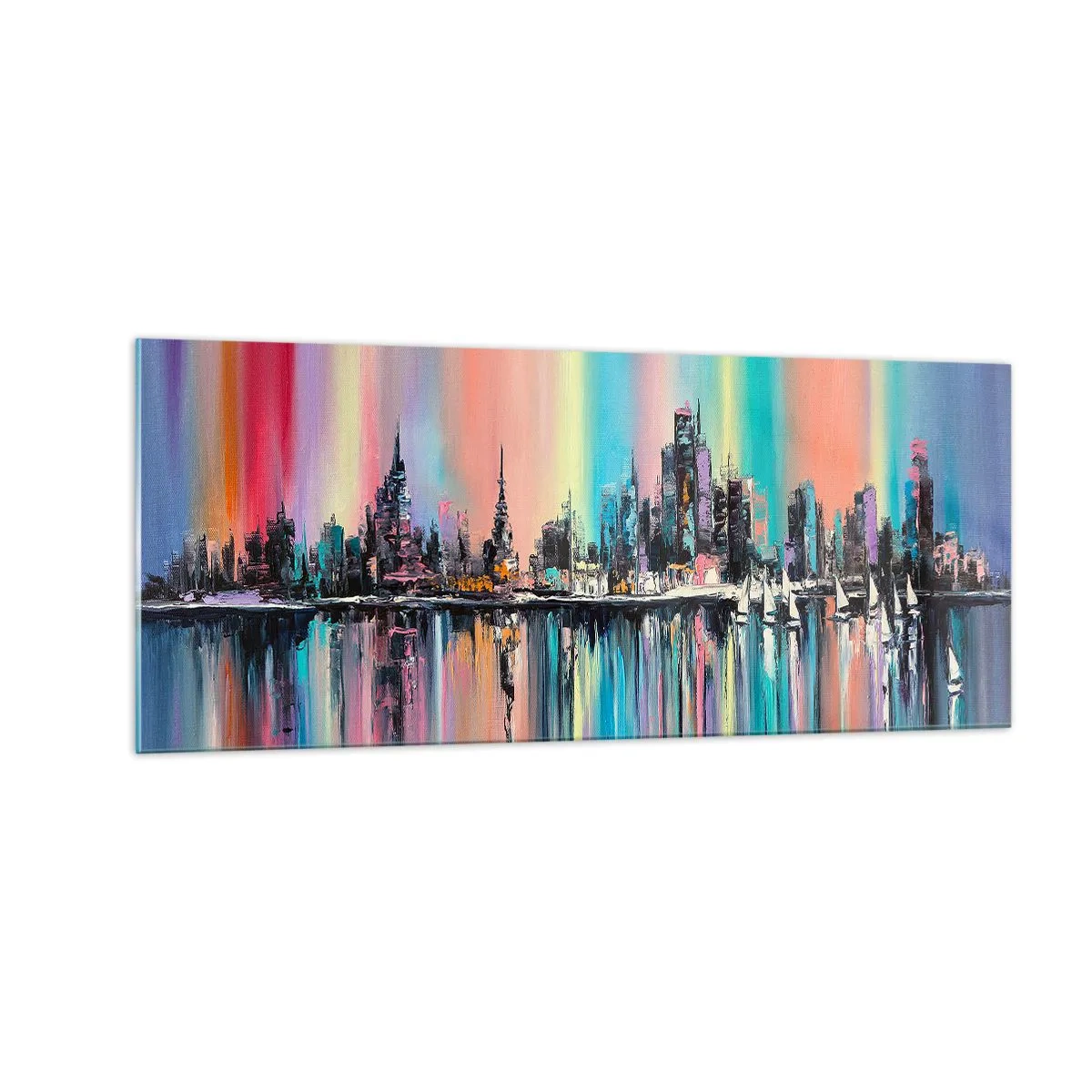 Cuadro sobre vidrio - Impresiones sobre Vidrio - Flota con la luz de la noche - 100x40 cm