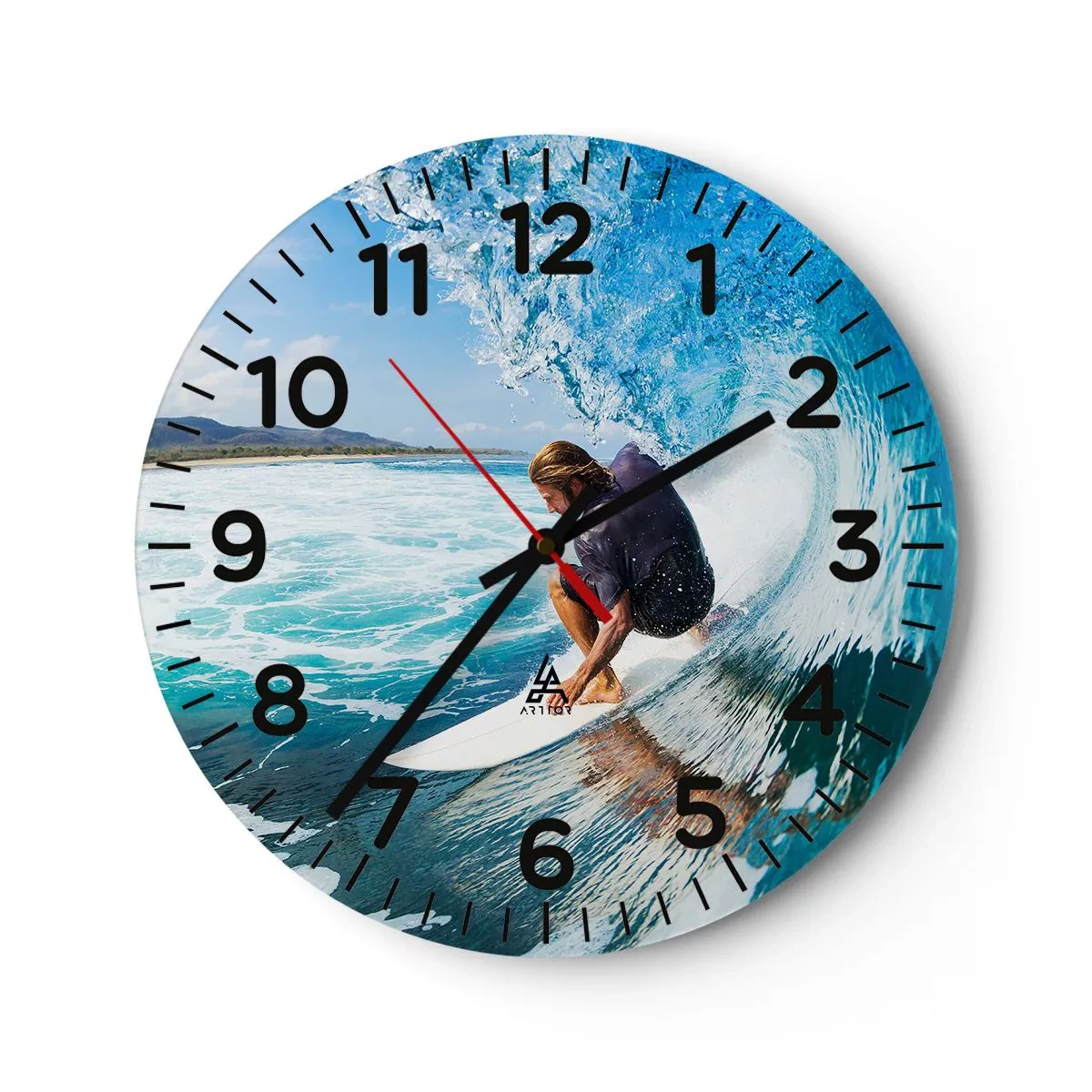 Reloj de pared - Reloj de vidrio - Bailando con las olas - 40x40 cm