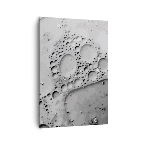 Cuadro sobre lienzo - Impresión de Imagen - Patrón de burbujas en blanco y negro en un estilo minimalista. - 70x100cm - Rastro espumoso - Decoración de pared moderna para salón y dormitorio ARTTOR