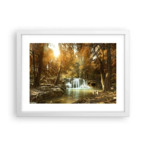 Póster en marco blanco - Una cascada en el parque - 40x30 cm