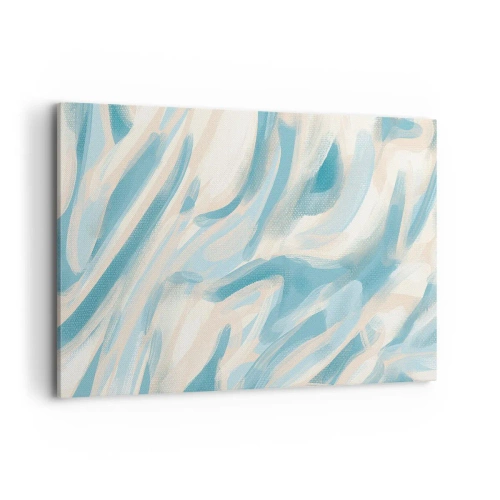 Cuadro sobre lienzo - Impresión de Imagen - Rayas azules abstractas sobre un fondo claro - 120x80cm - Brisas primaverales - Decoración de pared moderna para salón y dormitorio ARTTOR