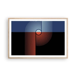Póster en marco roble claro - En un abrazo geométrico - 91x61 cm