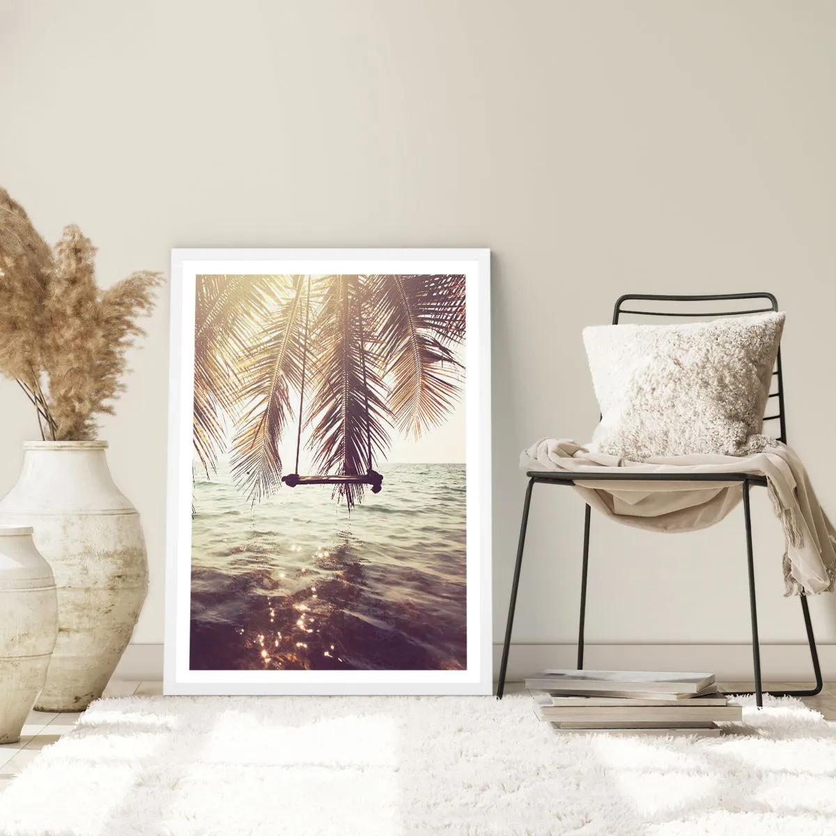 Póster en marco blanco - Columpiar la imaginación - 70x100 cm