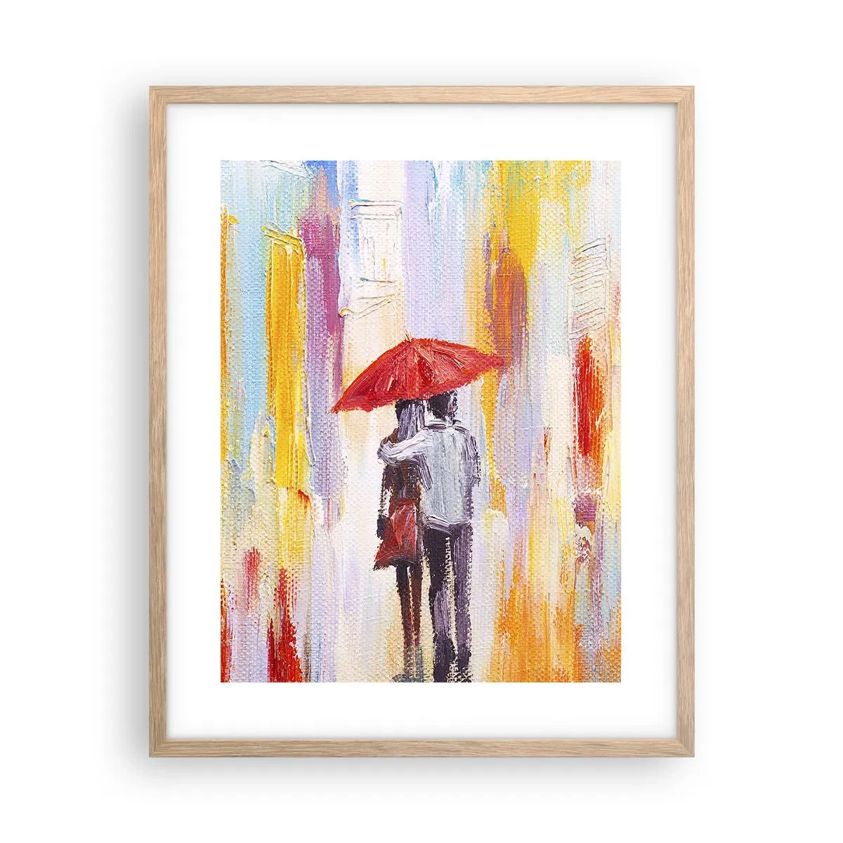 Póster en marco roble claro - Que siga lloviendo - 40x50 cm