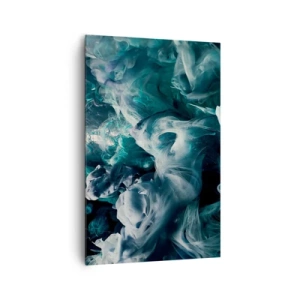 Cuadro sobre lienzo - Impresión de Imagen - Ondas abstractas dinámicas en tonos azules y blancos. - 80x120cm - Un movimiento de color - Decoración de pared moderna para salón y dormitorio ARTTOR