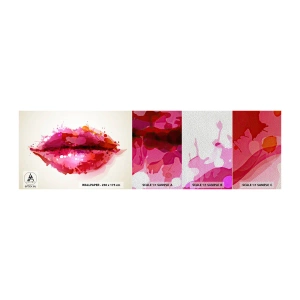 Muestra de fotomural Premium Sand - Un tono más rojo - Abstracción, labios rojos, Pedazo - 100x30 cm