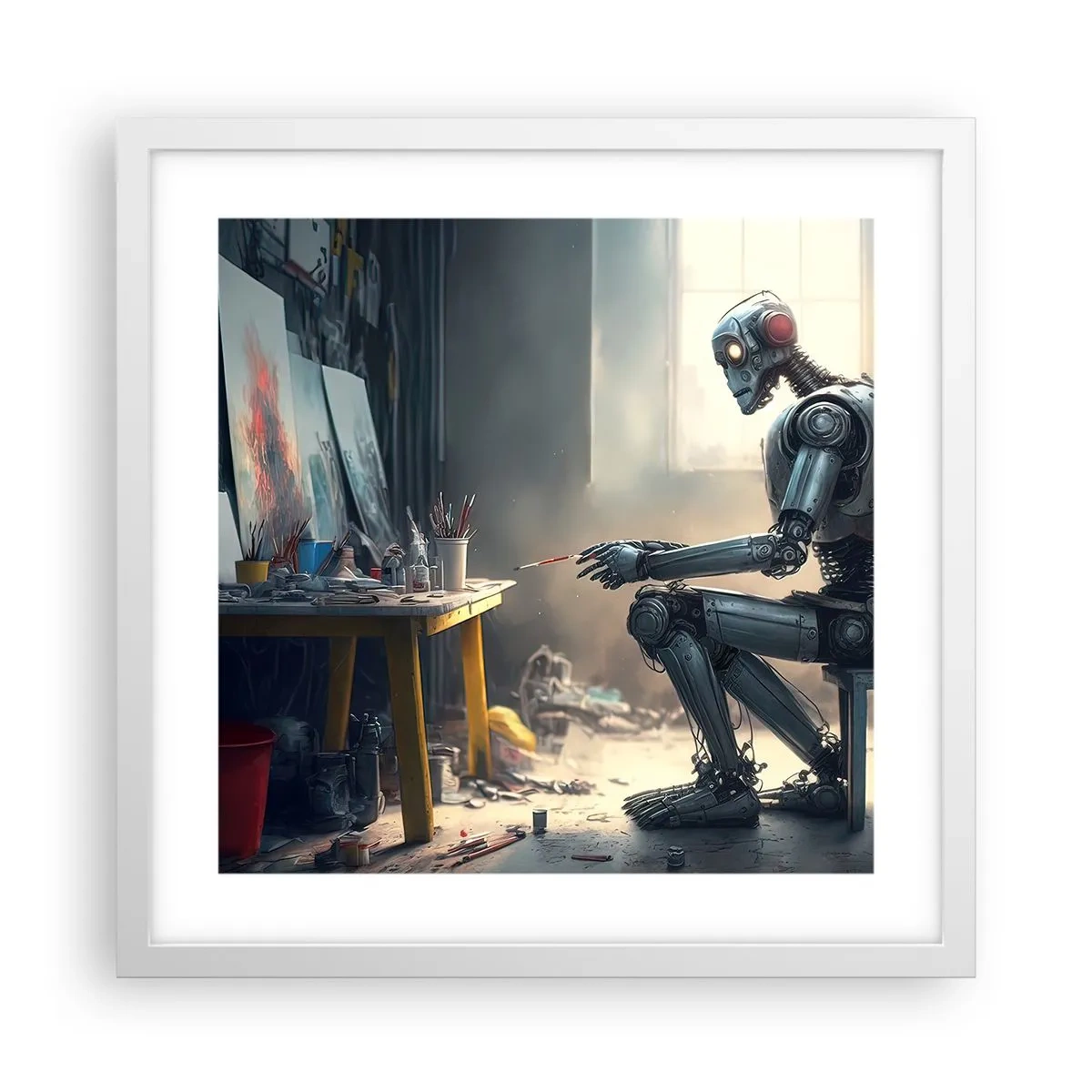 Póster en marco blanco - El acto de creación - 40x40 cm