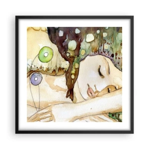 Póster en marco negro - Sueño esmeralda y violeta - 50x50 cm