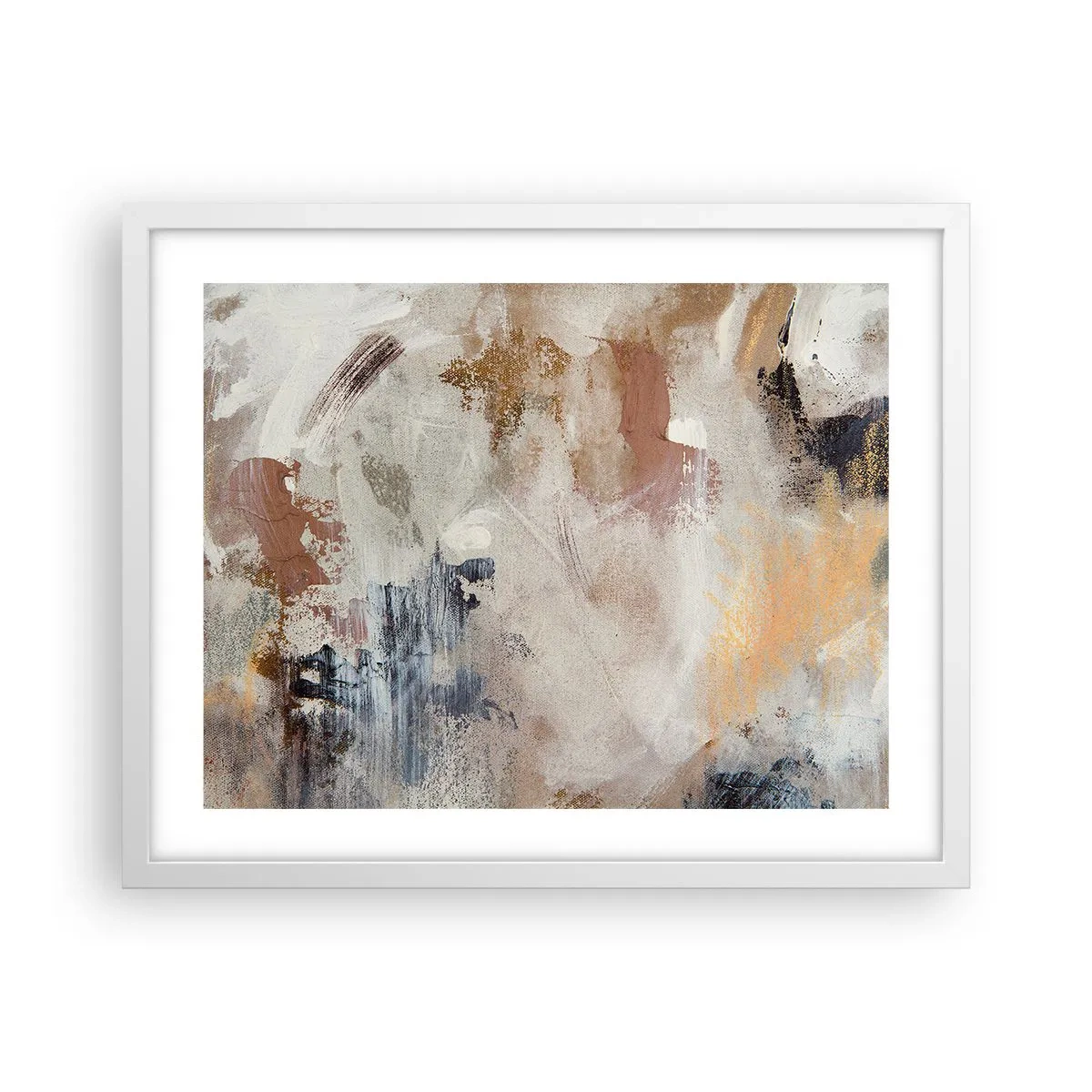 Póster en marco blanco - Abstracción brumosa - 50x40 cm
