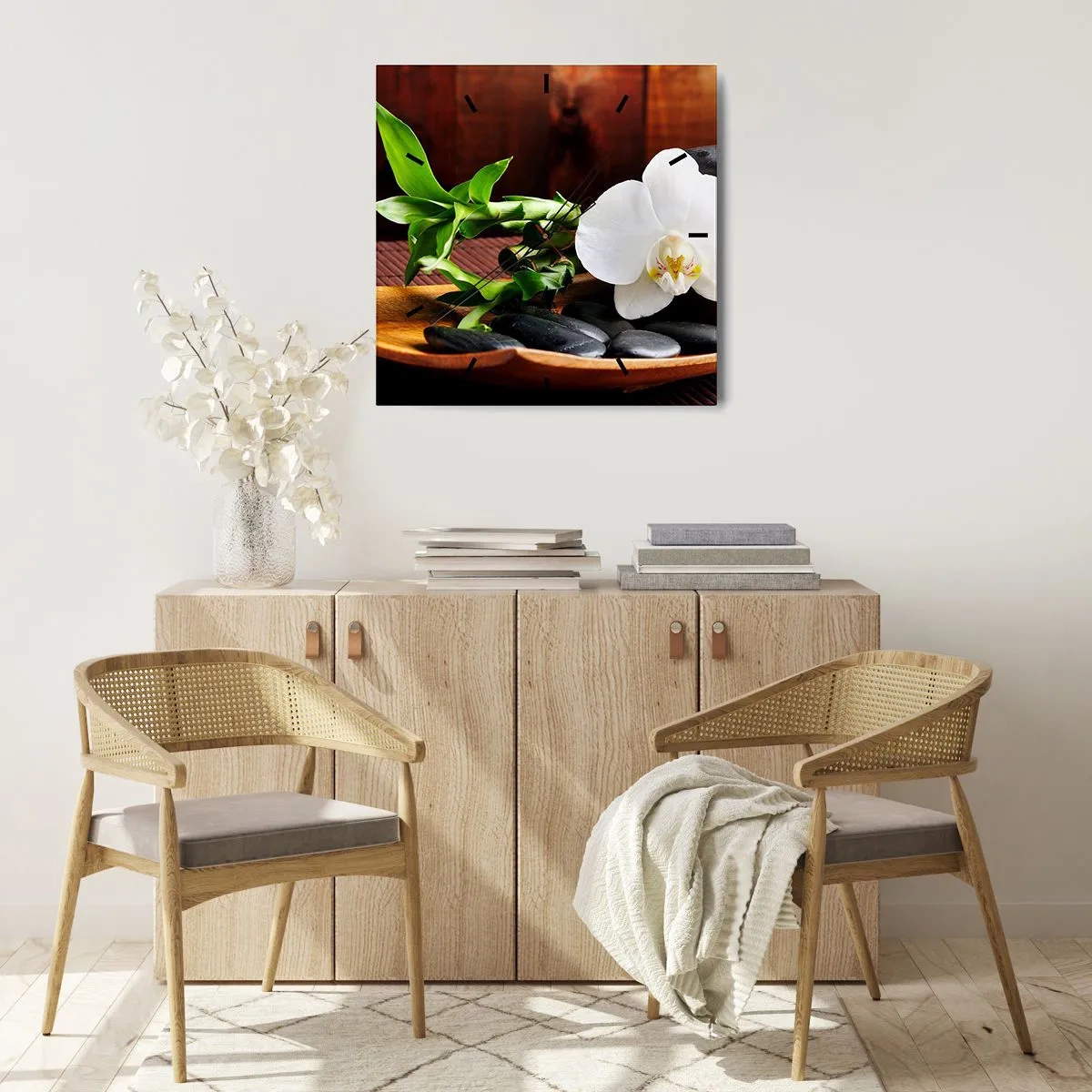 Reloj de pared - Reloj de vidrio - Ríndete al tacto de la naturaleza - 30x30 cm