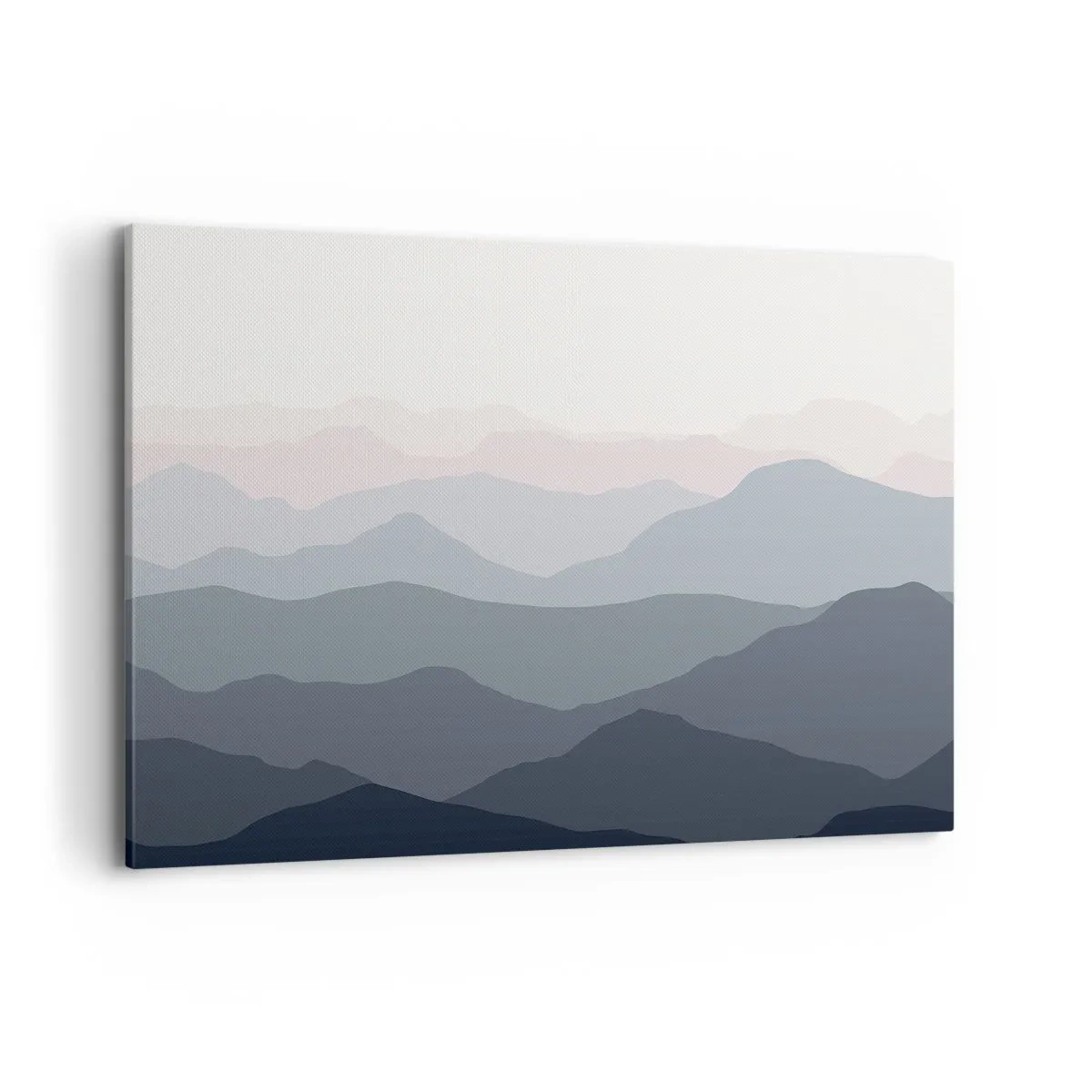 Cuadro sobre lienzo - Impresión de Imagen - Capas sutiles de montaña en tonos grises y azules. - 100x70cm - Cordilleras a la vista - Decoración de pared moderna para salón y dormitorio ARTTOR