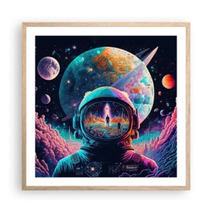 Póster en marco roble claro - Sueños de niño - 60x60 cm