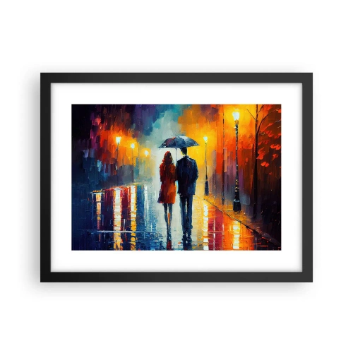Póster en marco negro - Juntos en una noche llena de color - 40x30 cm