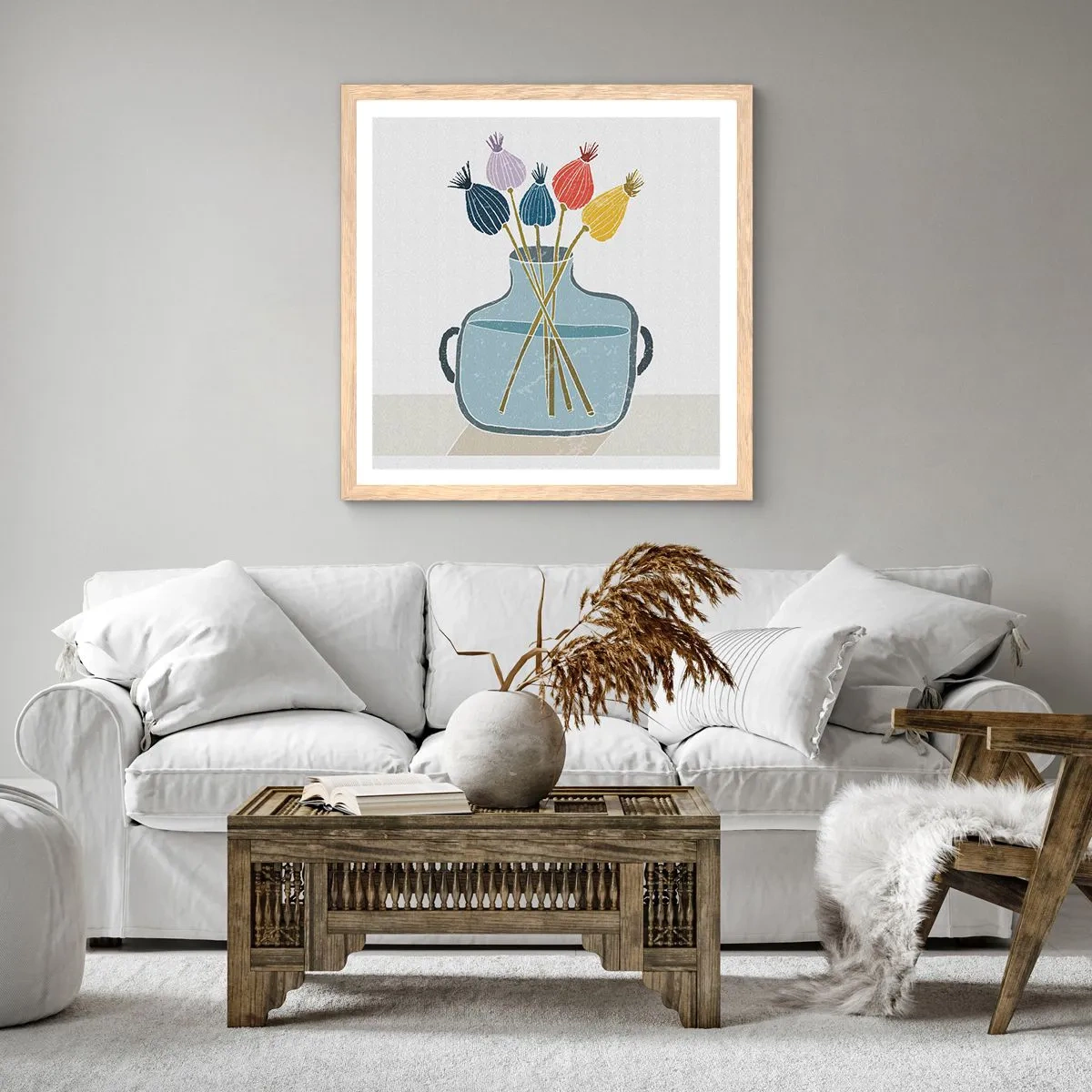 Póster en marco roble claro - Como una semilla de amapola - 50x50 cm