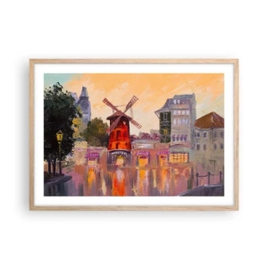 Póster en marco roble claro - Iconos parisinos - Moulin Rouge - 70x50 cm