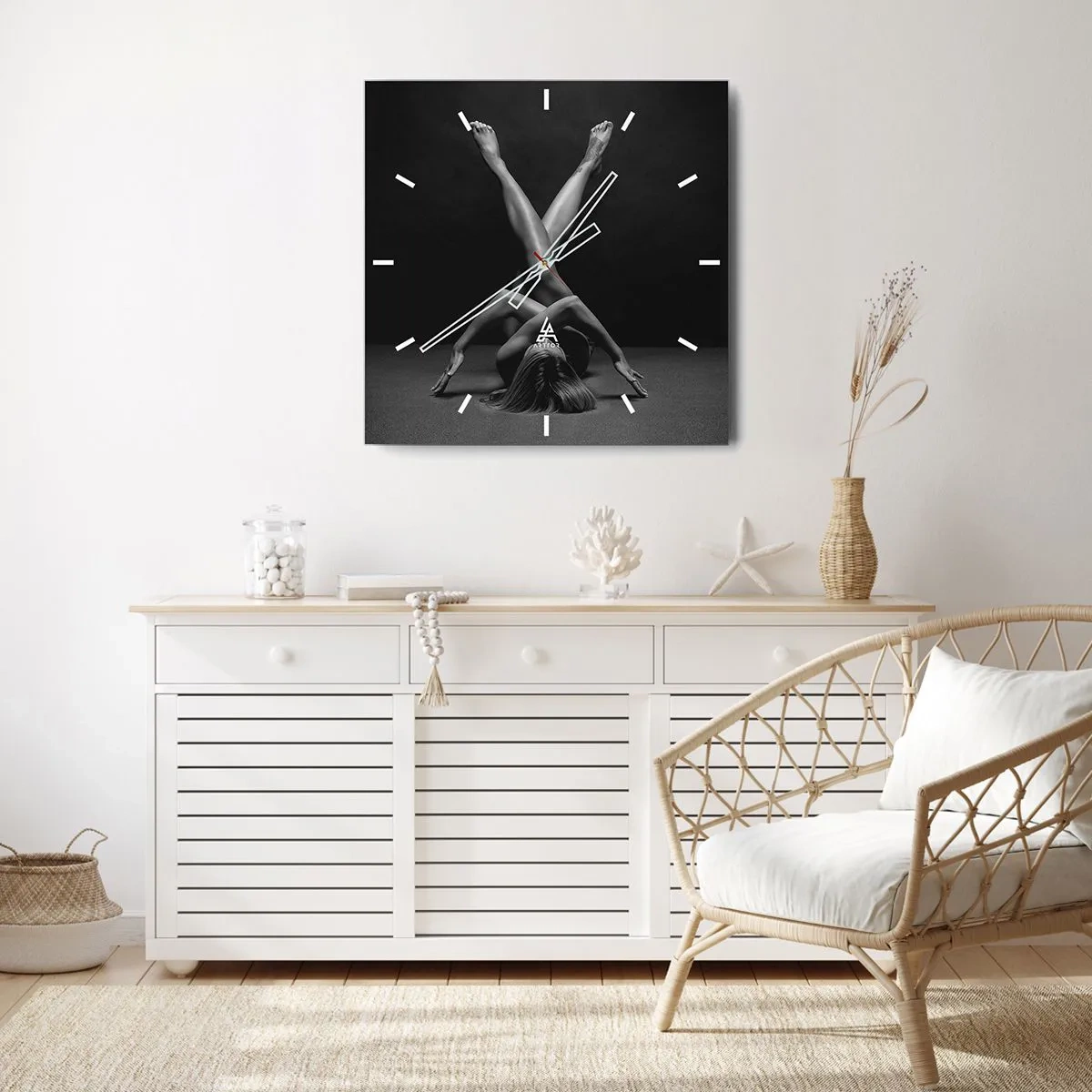 Reloj de pared - Reloj de vidrio - Geometría al desnudo - 40x40 cm