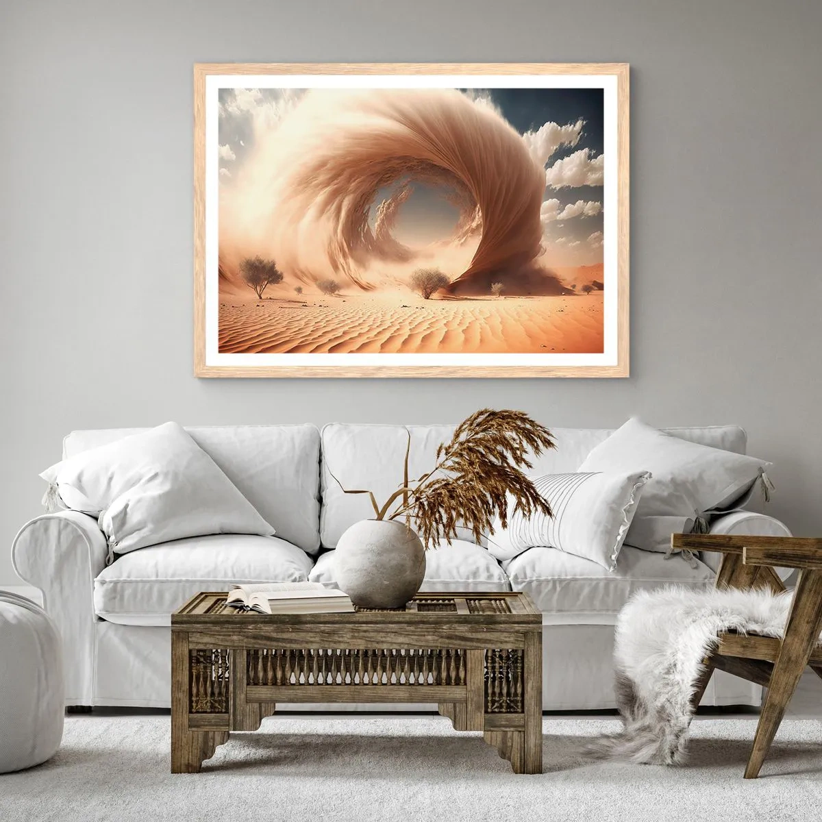 Póster en marco roble claro - Portal abierto - 100x70 cm