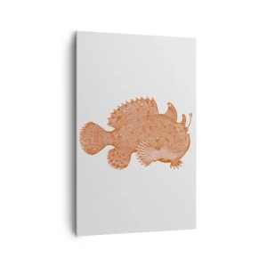 Cuadro sobre lienzo - Impresión de Imagen - Dibujo detallado de un pez de color cobre sobre un fondo blanco. - 80x120cm - Y sin embargo, un simple pez - Decoración de pared moderna para salón y dormitorio ARTTOR