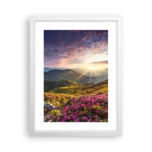 Póster en marco blanco - La frescura de una mañana de montaña - 30x40 cm