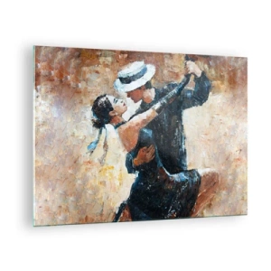 Cuadro sobre vidrio - Impresiones sobre Vidrio - Una pareja bailando con un estilo elegante y un toque clásico. - 70x50cm - Estilo Rudolf Valentino - Decoración de pared moderna para salón y dormitorio ARTTOR