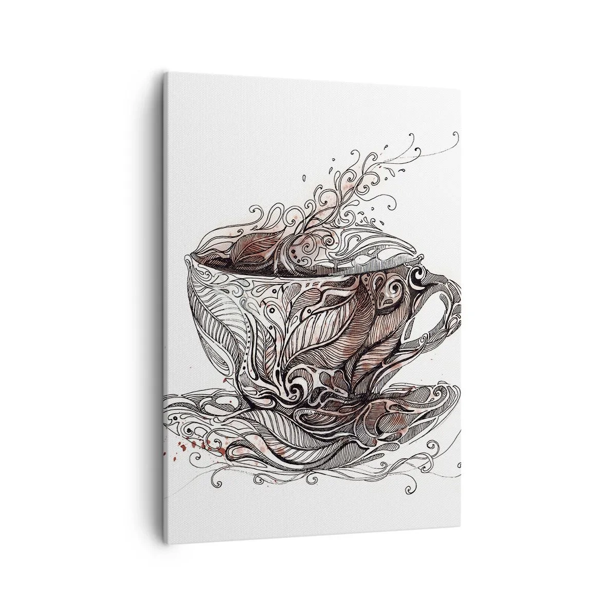Cuadro sobre lienzo - Impresión de Imagen - Taza de café decorativa con patrón artístico. - 50x70cm - Té para todo - Decoración de pared moderna para salón y dormitorio ARTTOR