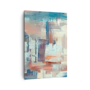Cuadro sobre lienzo - Impresión de Imagen - Composición abstracta en tonos azules y beige. - 70x100cm - Alcanzando la luz - Decoración de pared moderna para salón y dormitorio ARTTOR